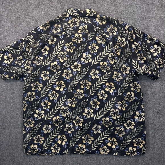 Tommy Bahama Lei Floral Camp 100% Silk Shirt Men's 2XL Black Hawaiian Vacation‎ - Picture 3 of 10